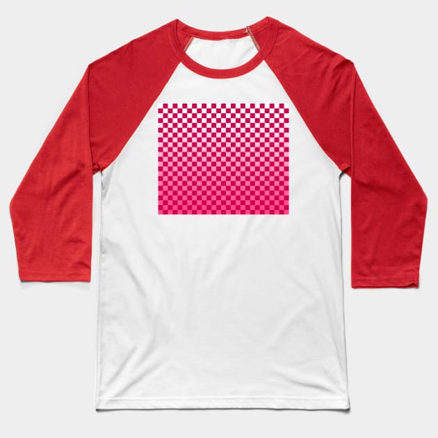 Pink Checkered Ombre Texture Baseball T-Shirt by saradaboru